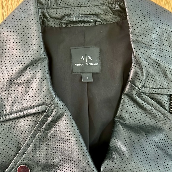Armani exchange black 100% sheep Leather Jacket womens size small - Picture 7 of 9